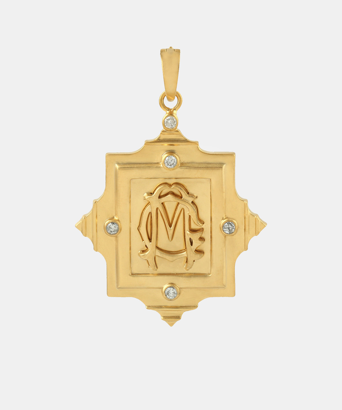 Gold Antique Monogram Charm With Diamonds