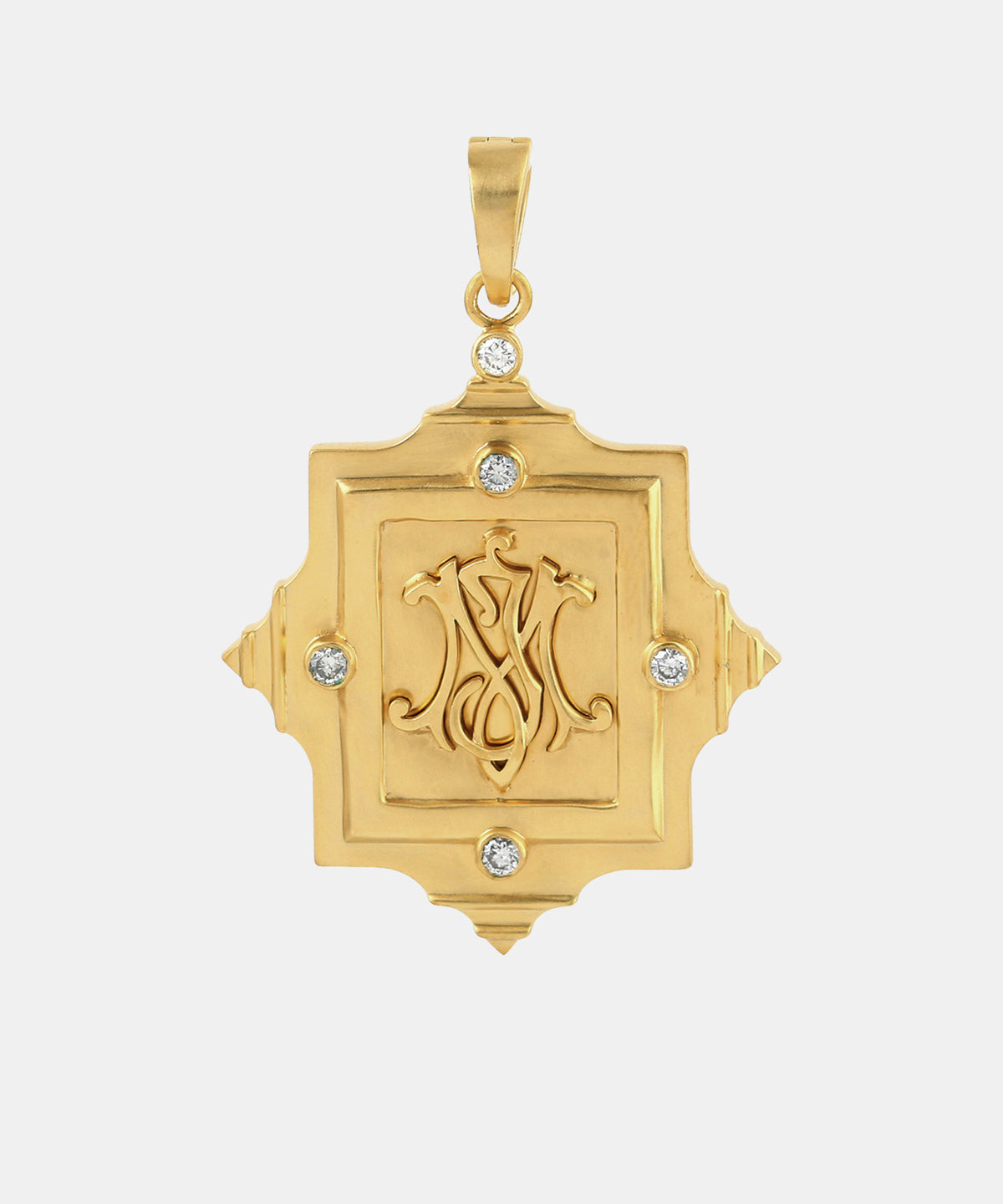 Gold Antique Monogram Charm With Diamonds