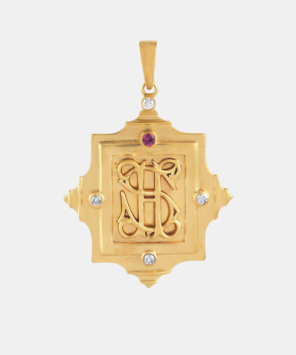 Gold Antique Monogram Charm With Diamonds