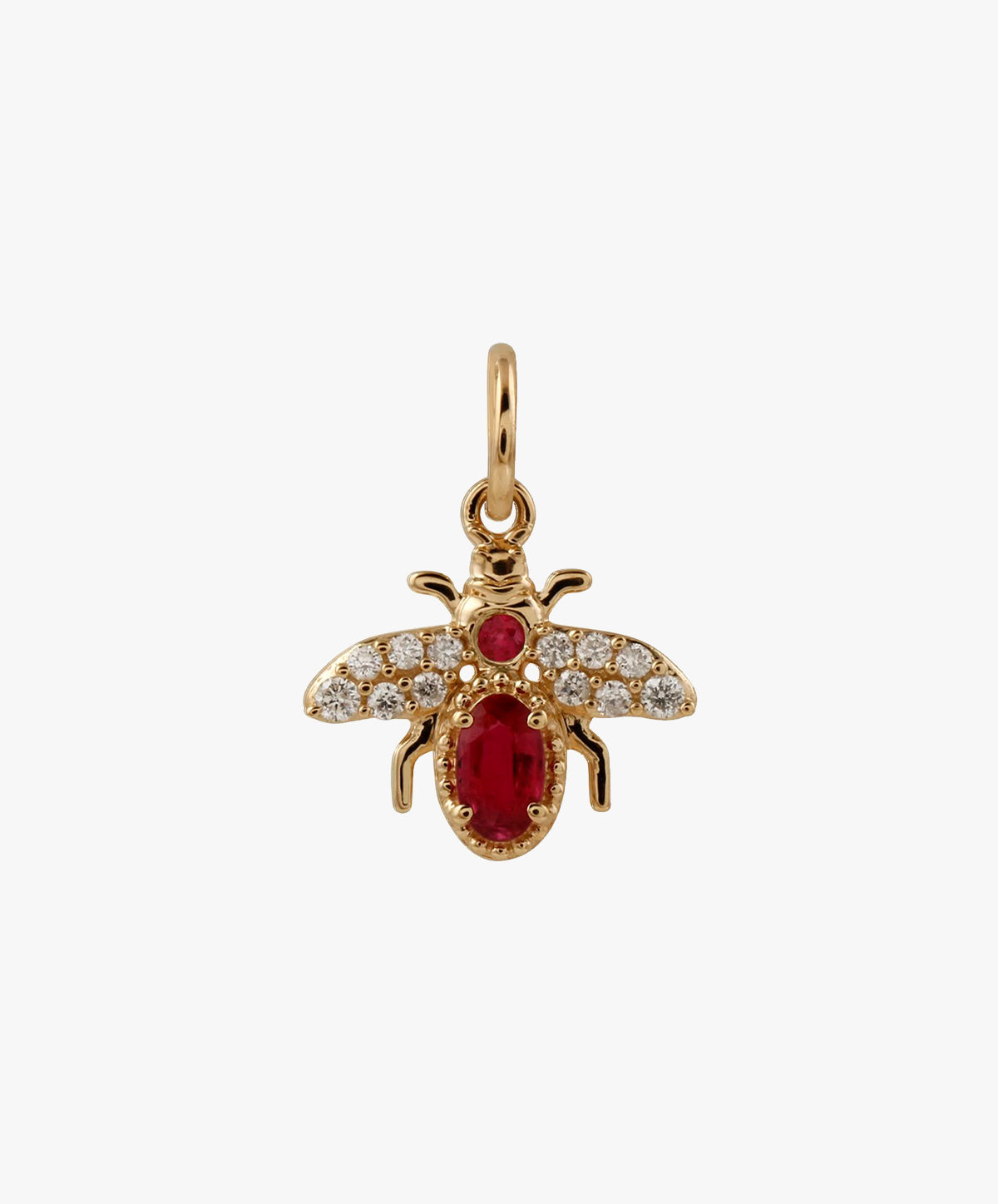 Gold Bee Charm With Rubies & Diamonds