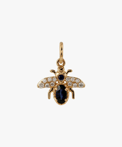 Gold Bee Charm With Sapphires & Diamonds