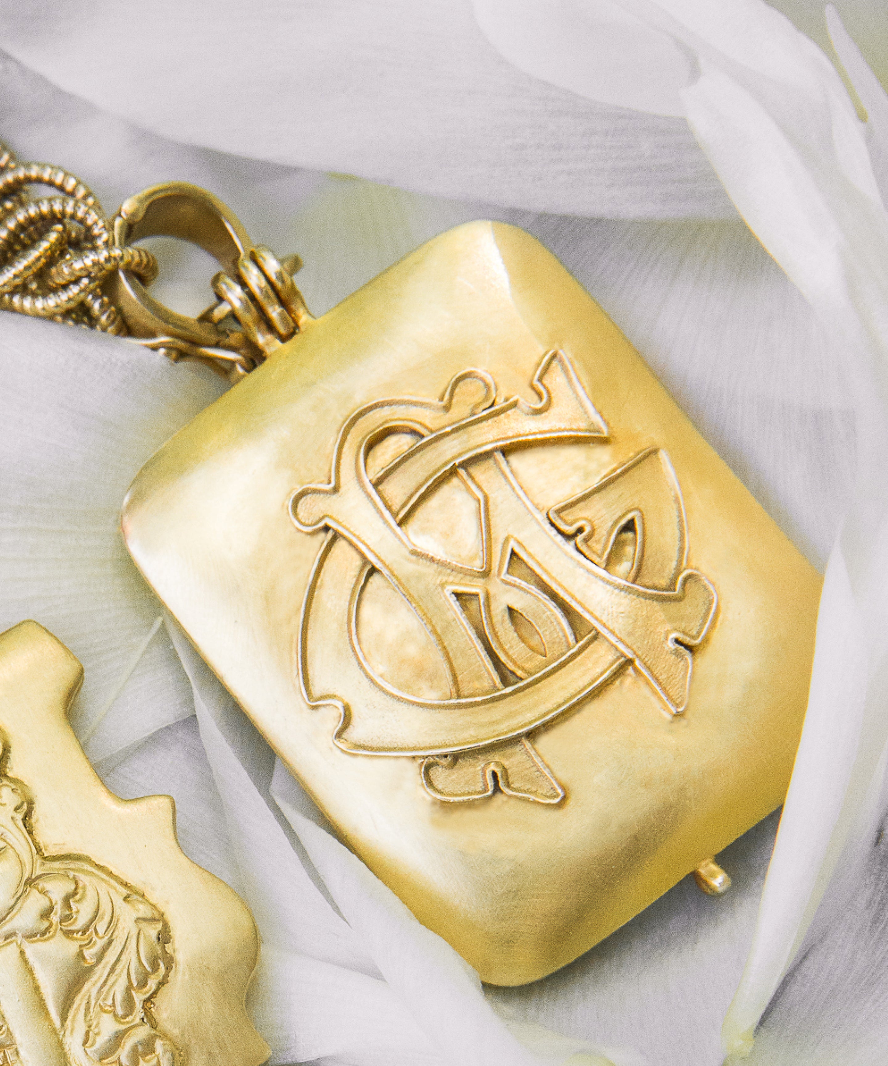 Gold Classic Large Monogram Locket
