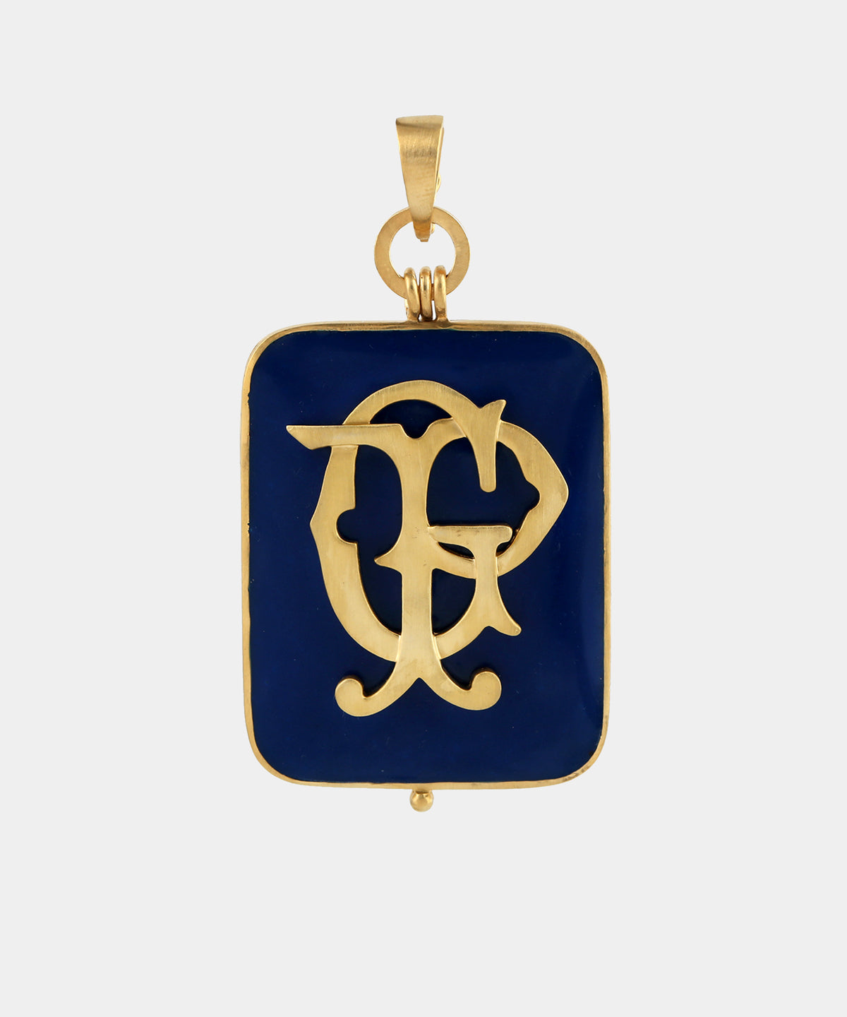 Gold Classic Large Monogram Locket With Enamel