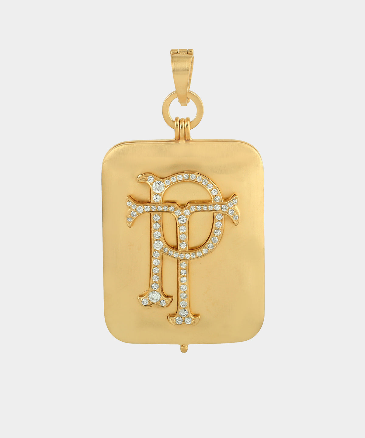 Gold Classic Monogram Locket With Diamonds