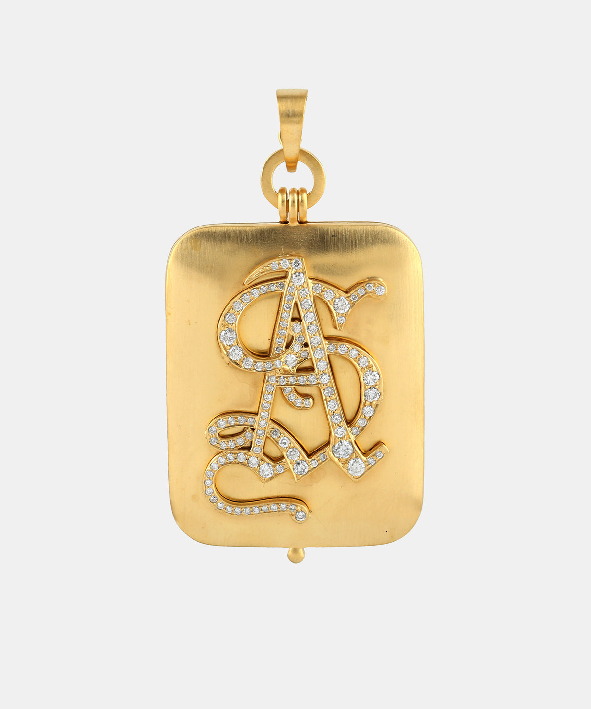 Gold Classic Monogram Locket With Diamonds