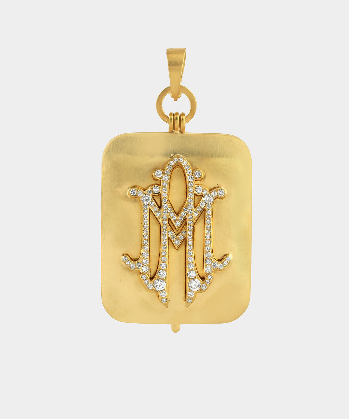 Gold Classic Monogram Locket With Diamonds
