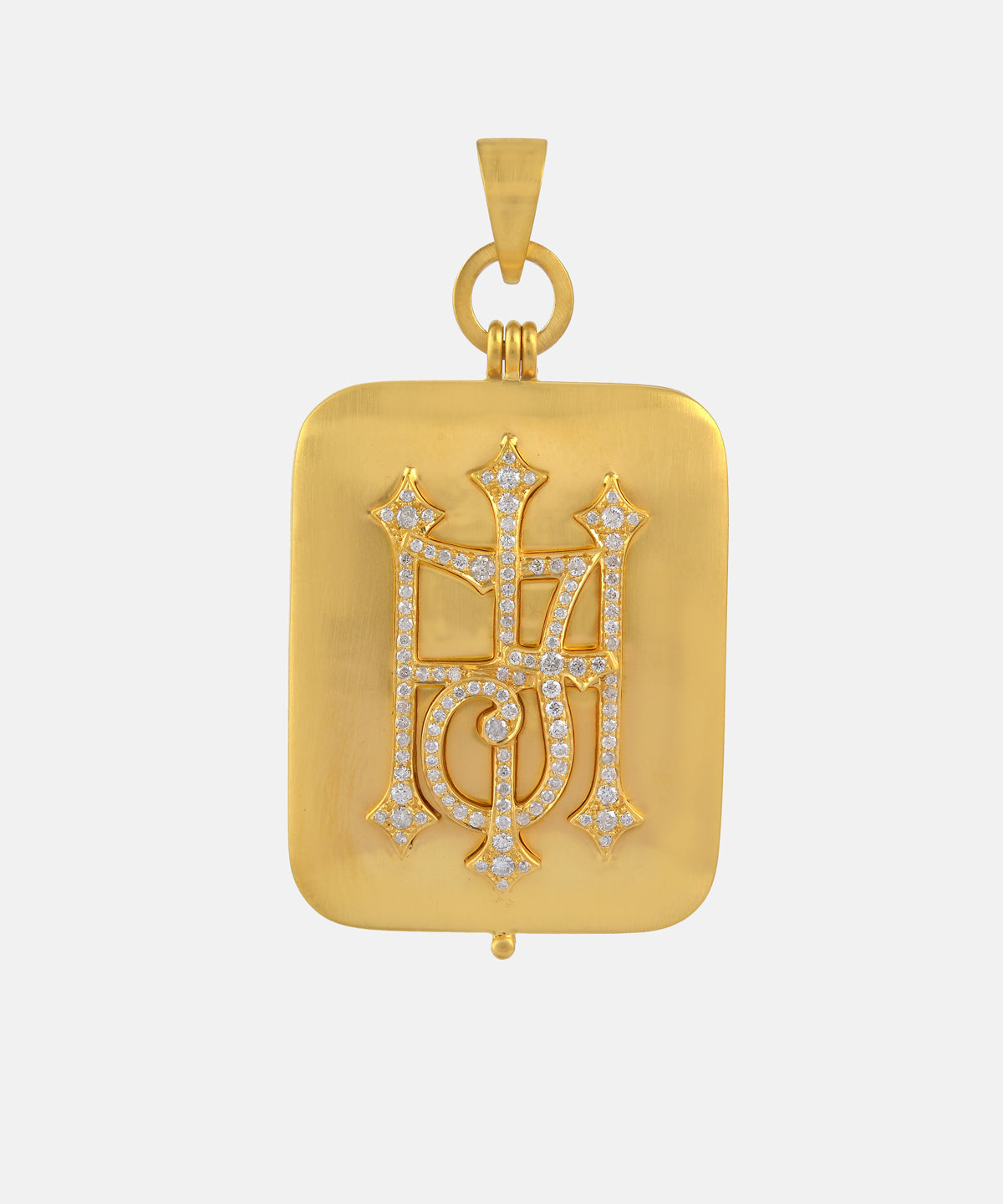 Gold Classic Monogram Locket With Diamonds