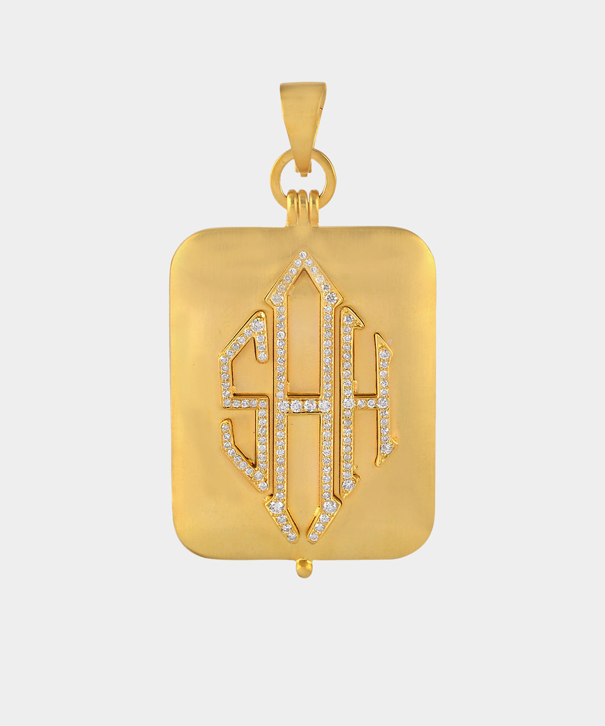 Gold Classic Monogram Locket With Diamonds