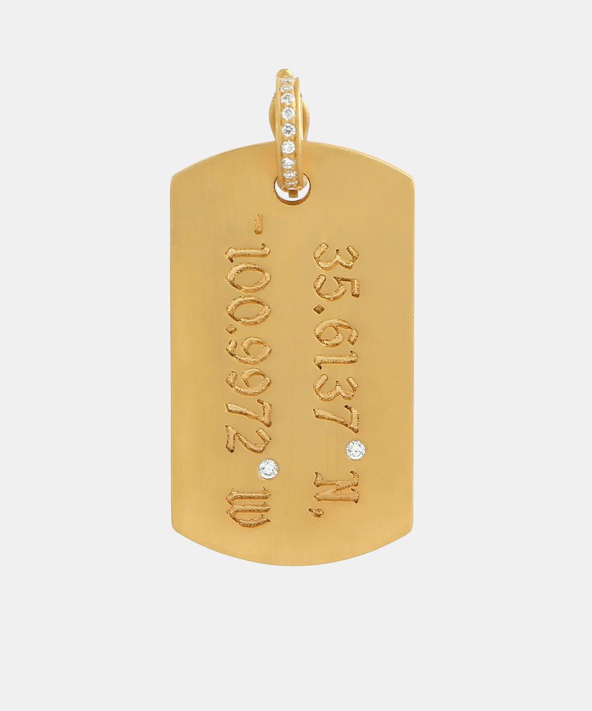 Gold Coordinates Dog Tag With Diamonds