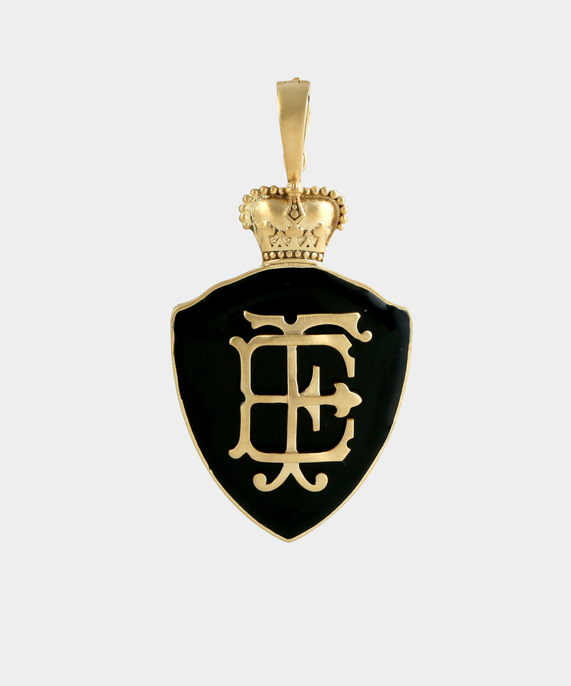 Gold Crown Monogram Charm With Enamel
