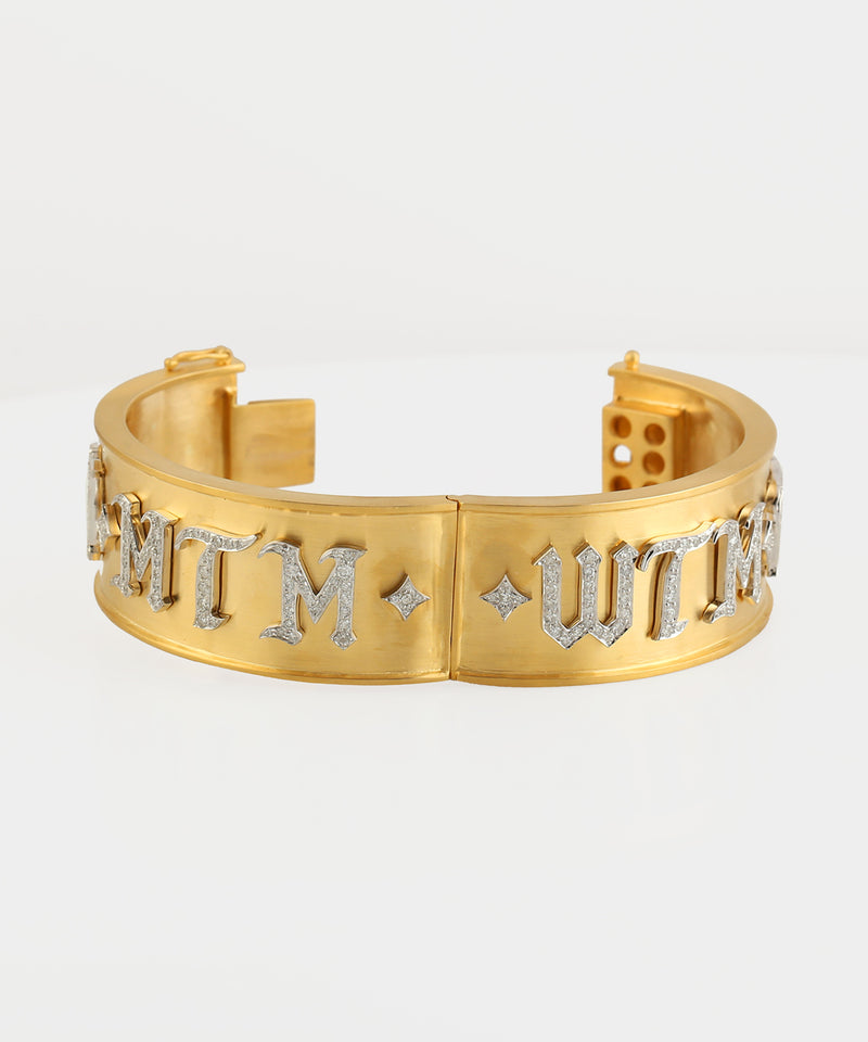 Gold Date Bangle With Diamonds