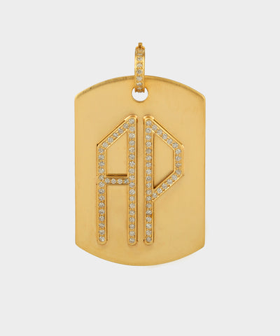 Gold Dog Tag With Diamonds