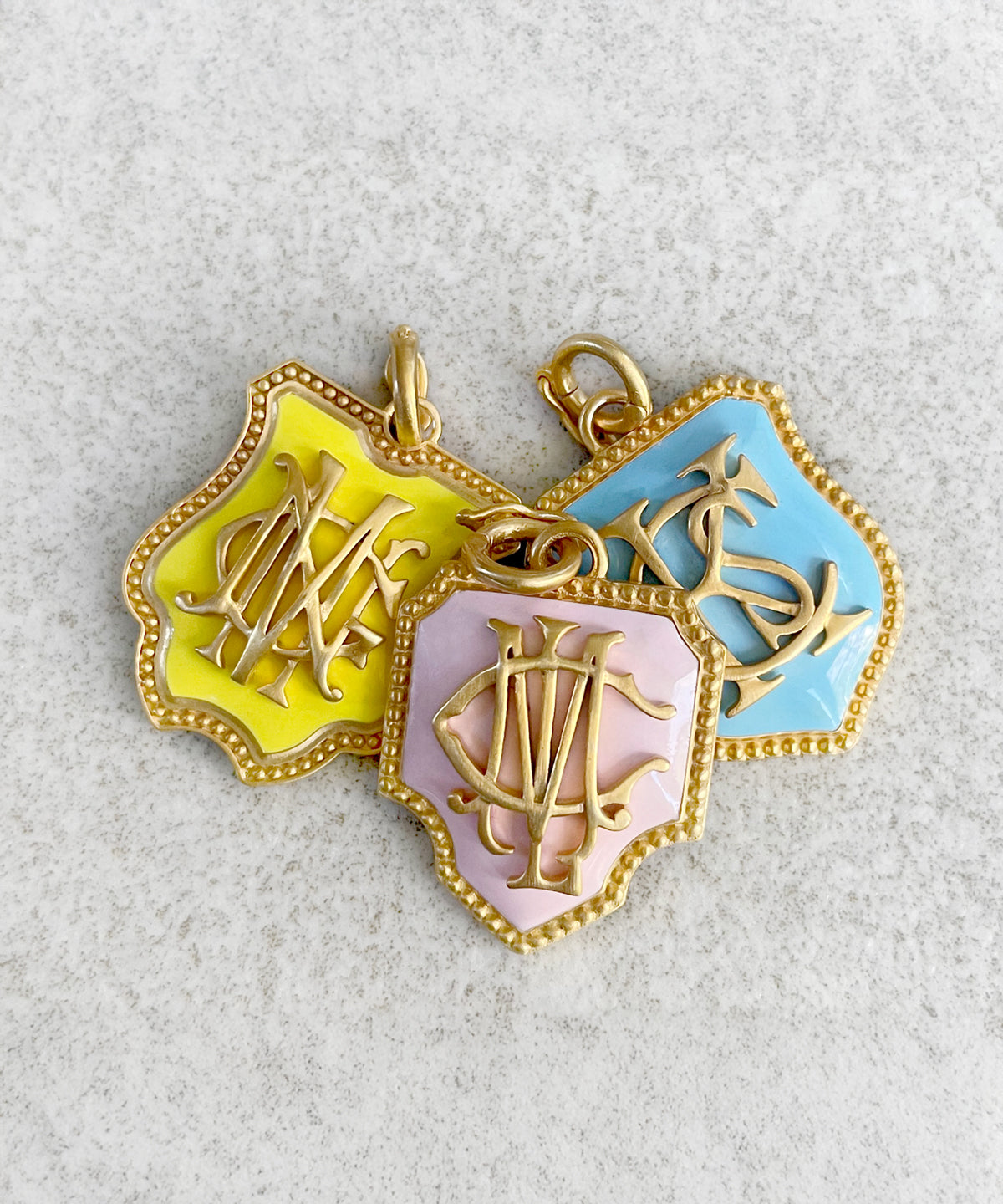 Gold Elizabethan Monogram Charm With Enamel