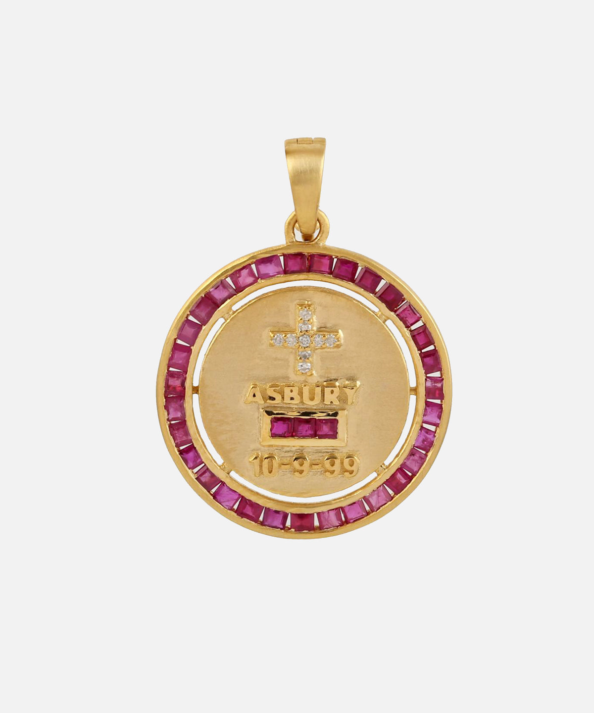Gold Love Token Monogram Charm With Rubies & Diamonds