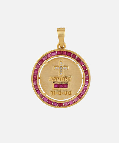 Gold Love Token Monogram Charm With Rubies & Diamonds