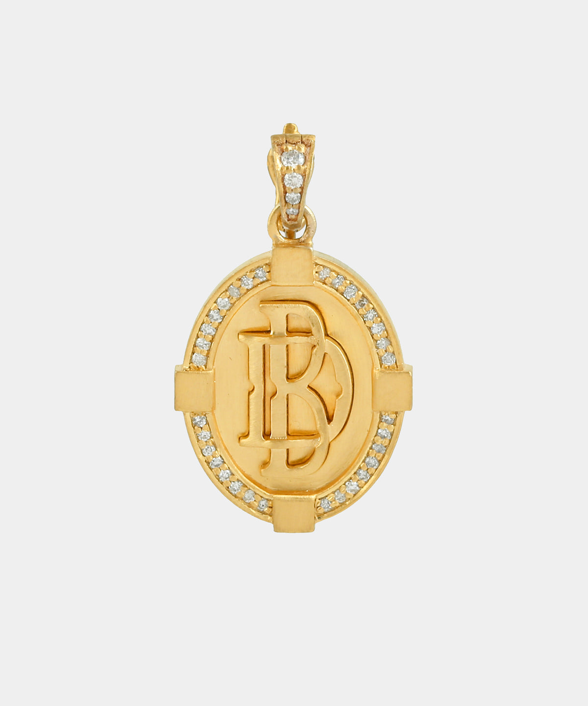 Gold Oval Monogram Charm With Diamonds