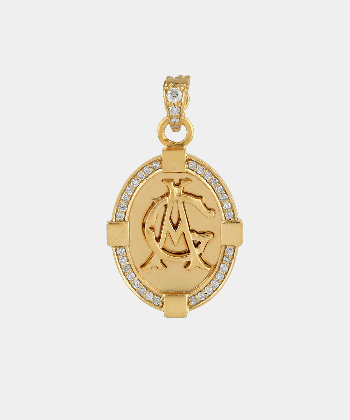 Gold Oval Monogram Charm With Diamonds