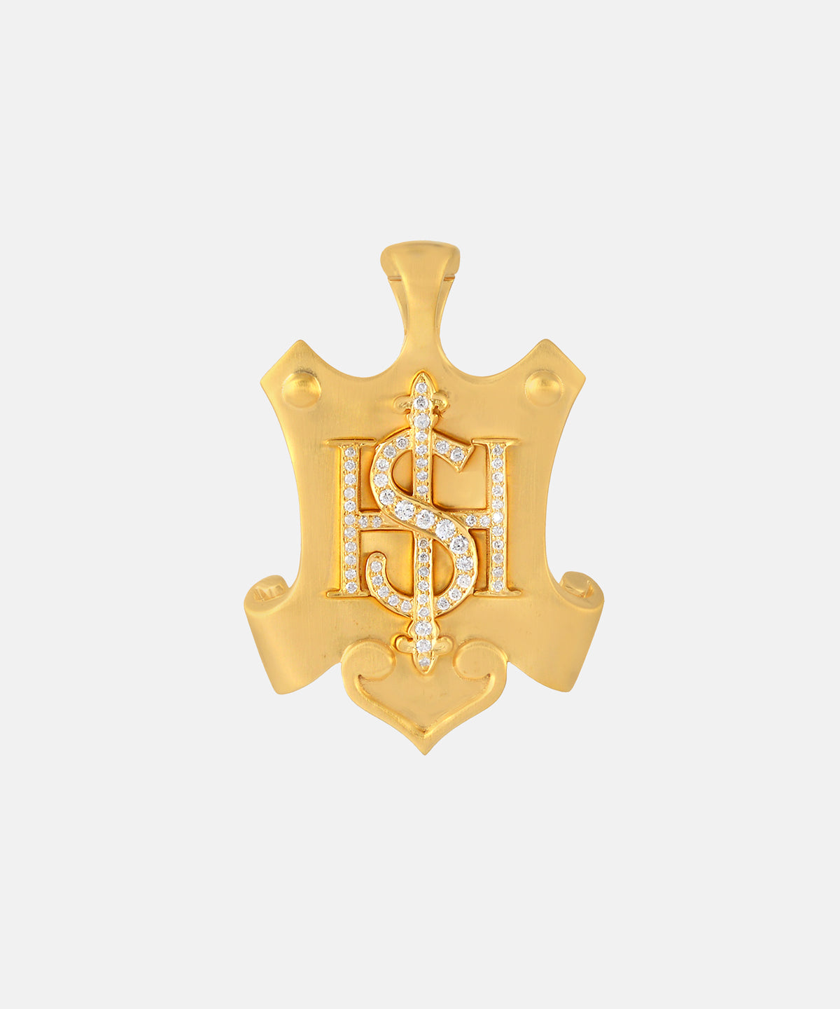 Gold Royal Shield Monogram Charm With Diamonds