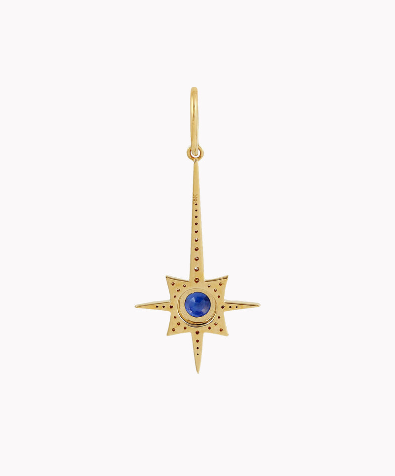 Gold Shooting Star Charm With Sapphire & Diamonds