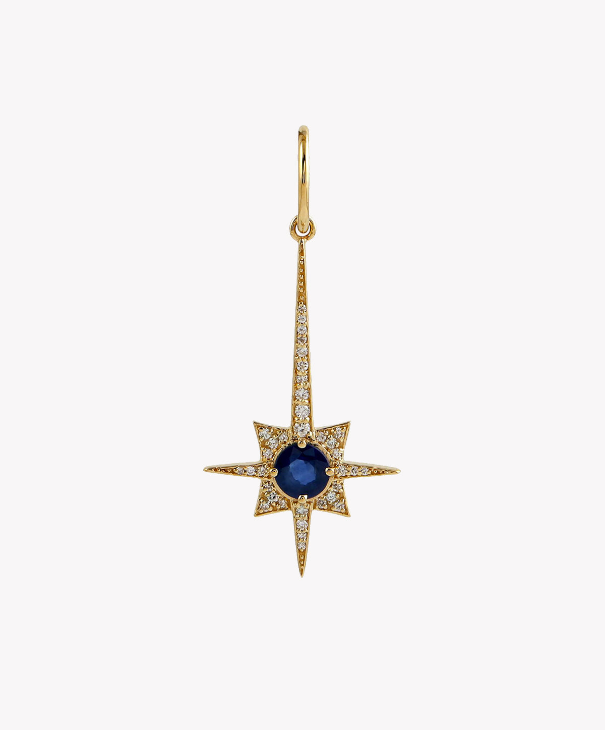 Gold Shooting Star Charm With Sapphire & Diamonds
