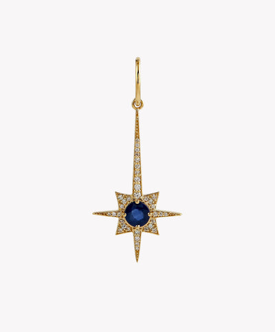 Gold Shooting Star Charm With Sapphire & Diamonds