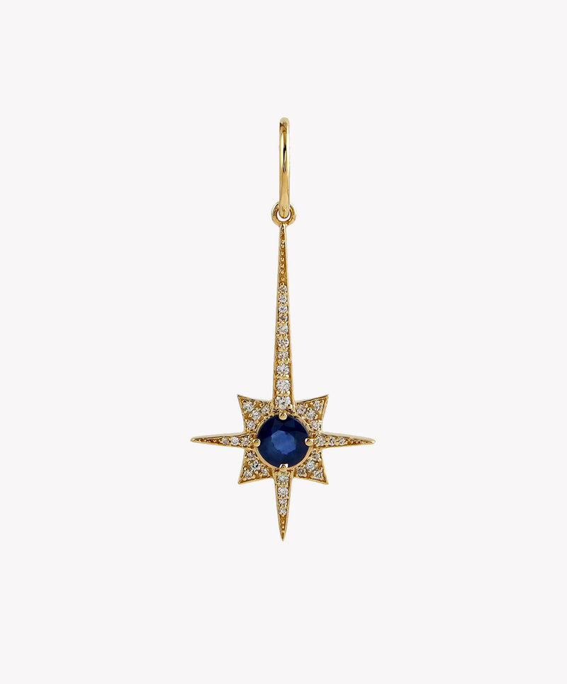 Gold Shooting Star Charm With Sapphire & Diamonds