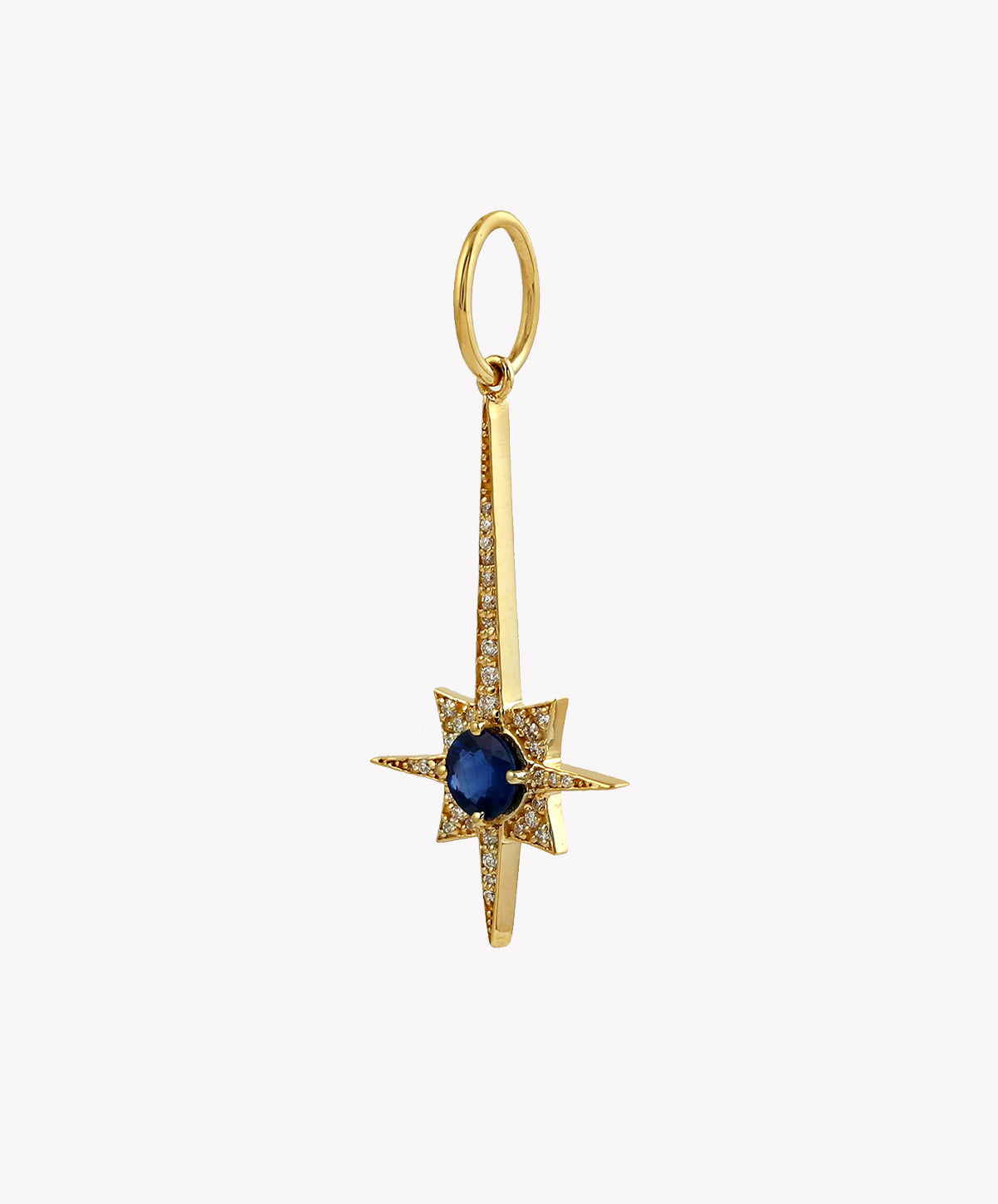 Gold Shooting Star Charm With Sapphire & Diamonds