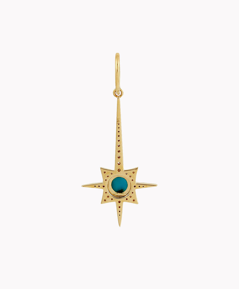 Gold Shooting Star Charm With Turquoise & Diamonds