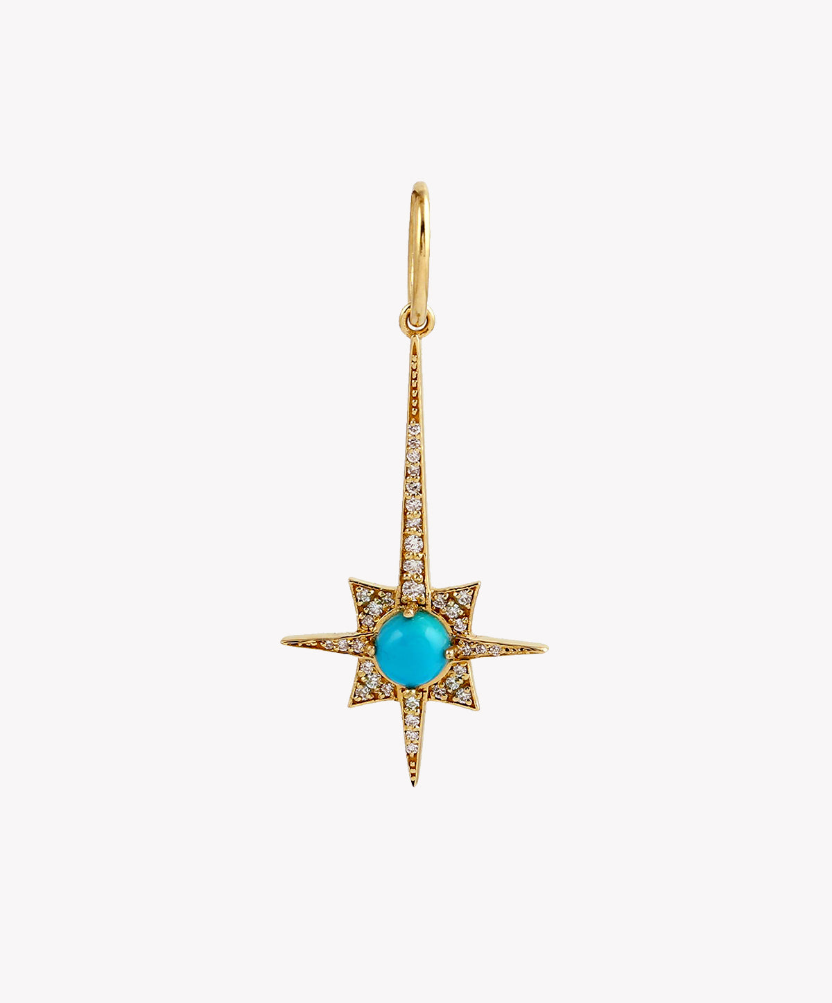 Gold Shooting Star Charm With Turquoise & Diamonds