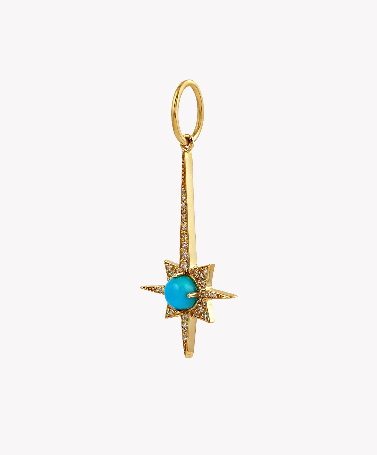Gold Shooting Star Charm With Turquoise & Diamonds