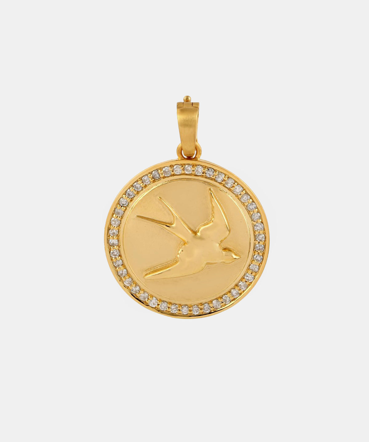 Gold Swallow Charm With Diamonds
