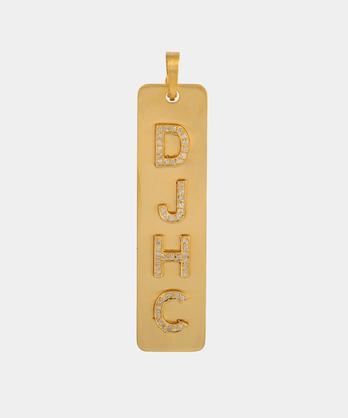 Gold Thin Dog Tag With Diamonds