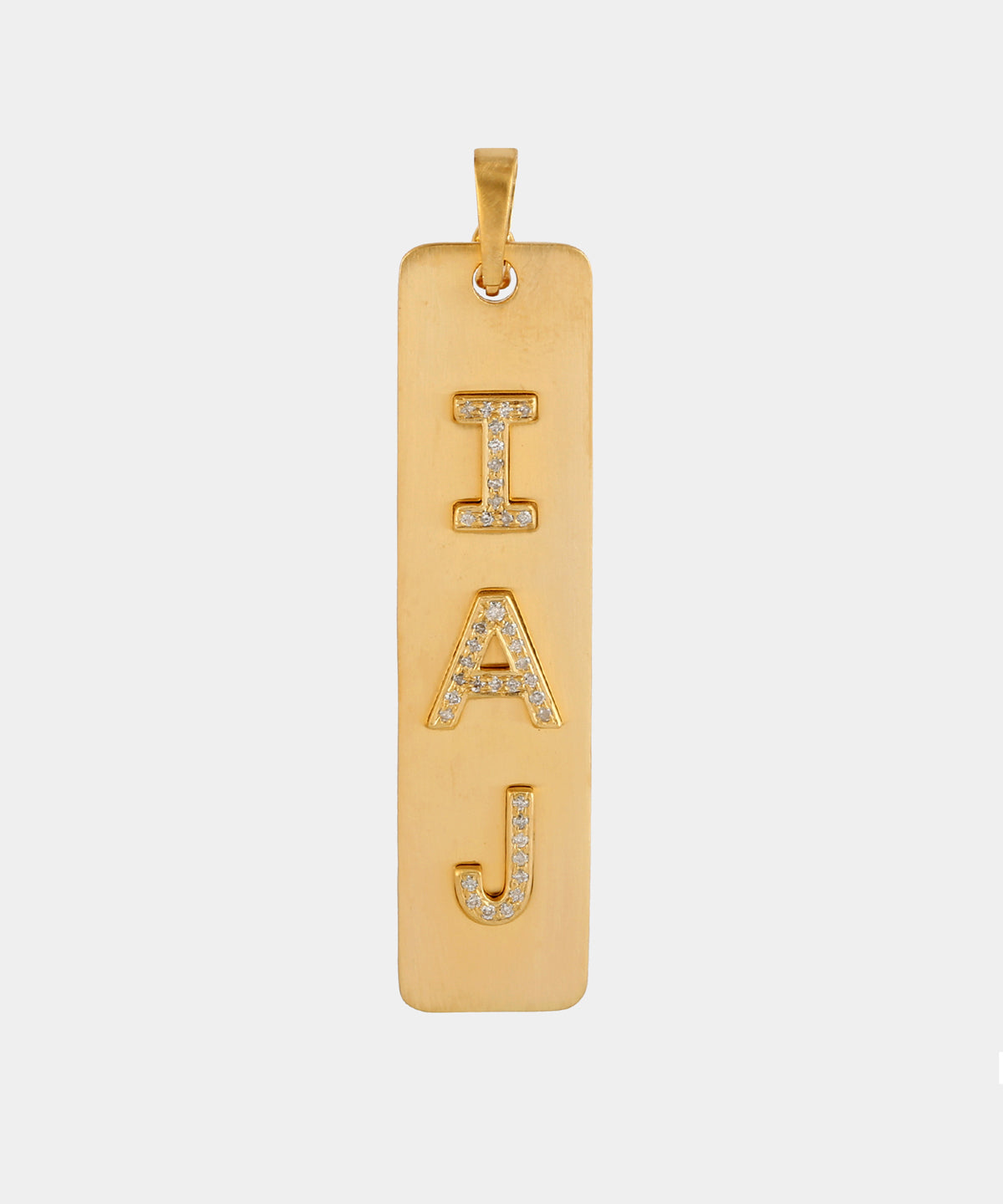 Gold Thin Dog Tag With Diamonds