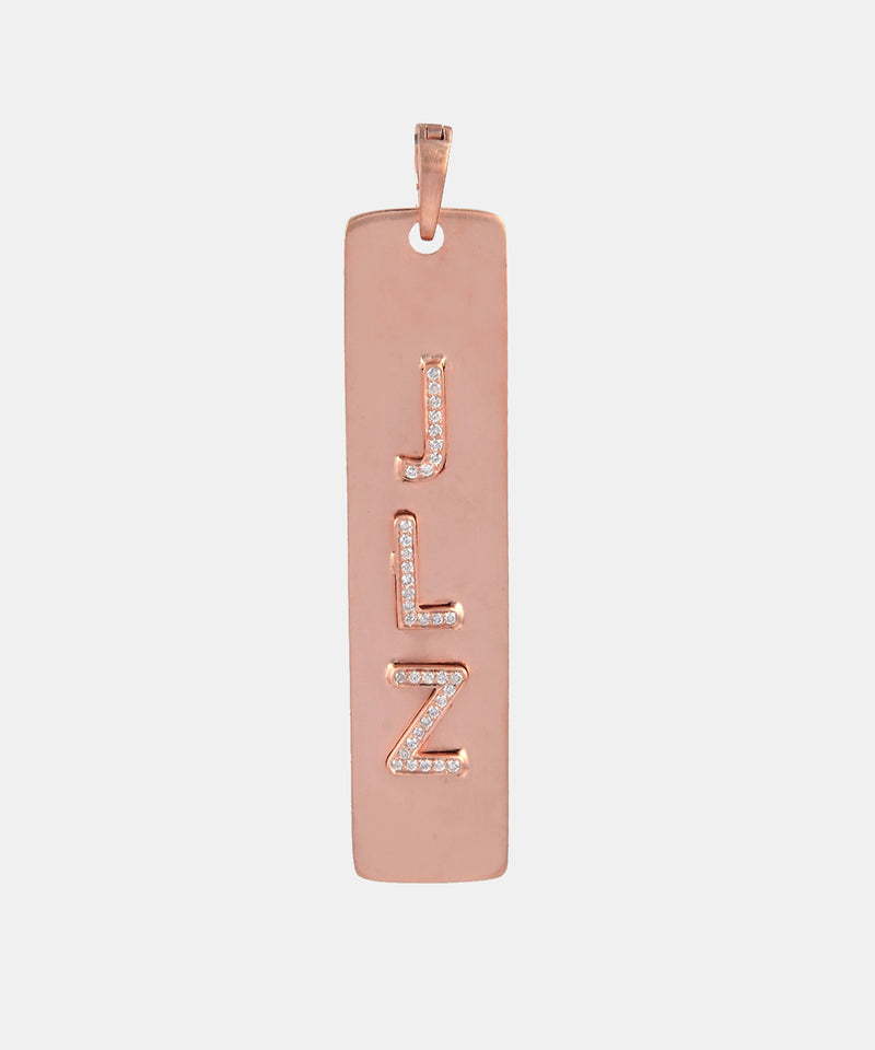 Gold Thin Dog Tag With Diamonds