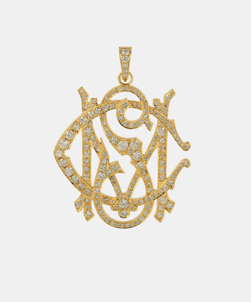 Gold Large Three Letter Diamond Floating Pendant