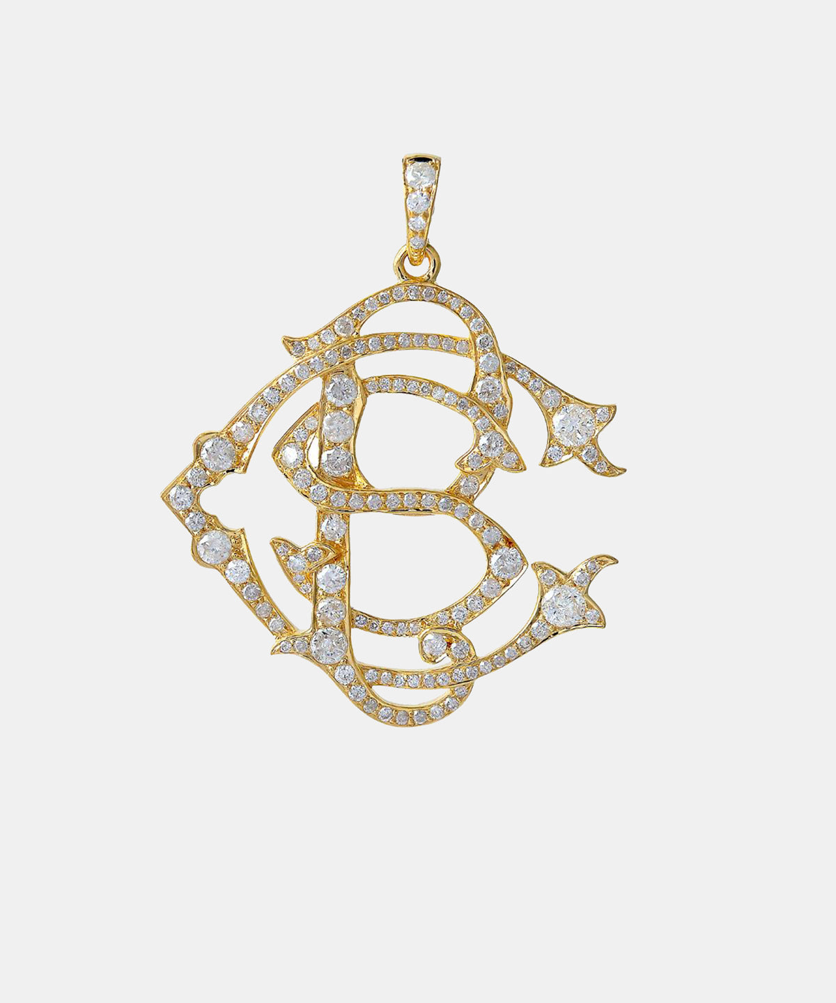 Gold Large Three Letter Diamond Floating Pendant