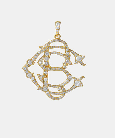 Gold Large Three Letter Diamond Floating Pendant