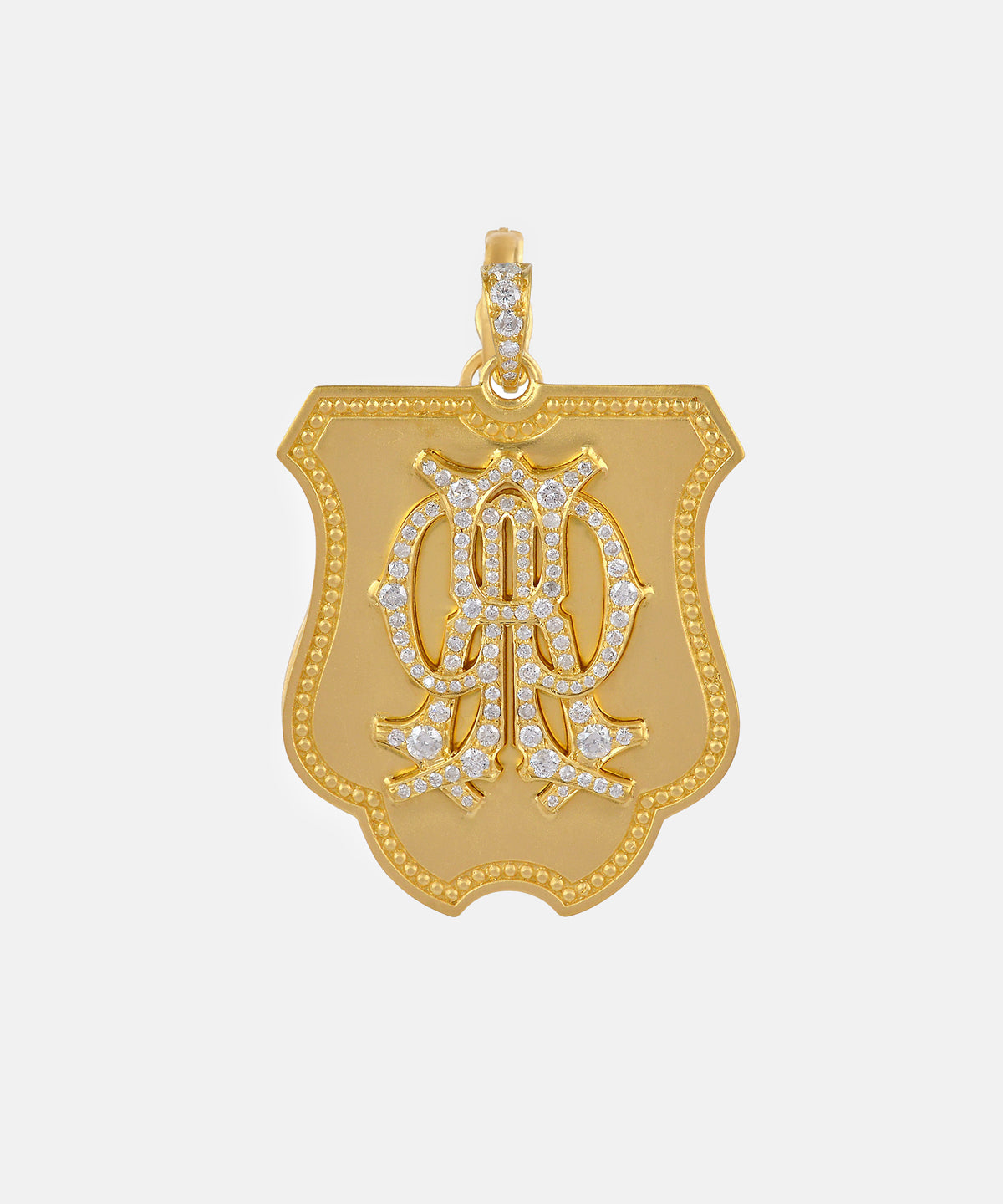 Gold Tudor Monogram Charm With Diamonds