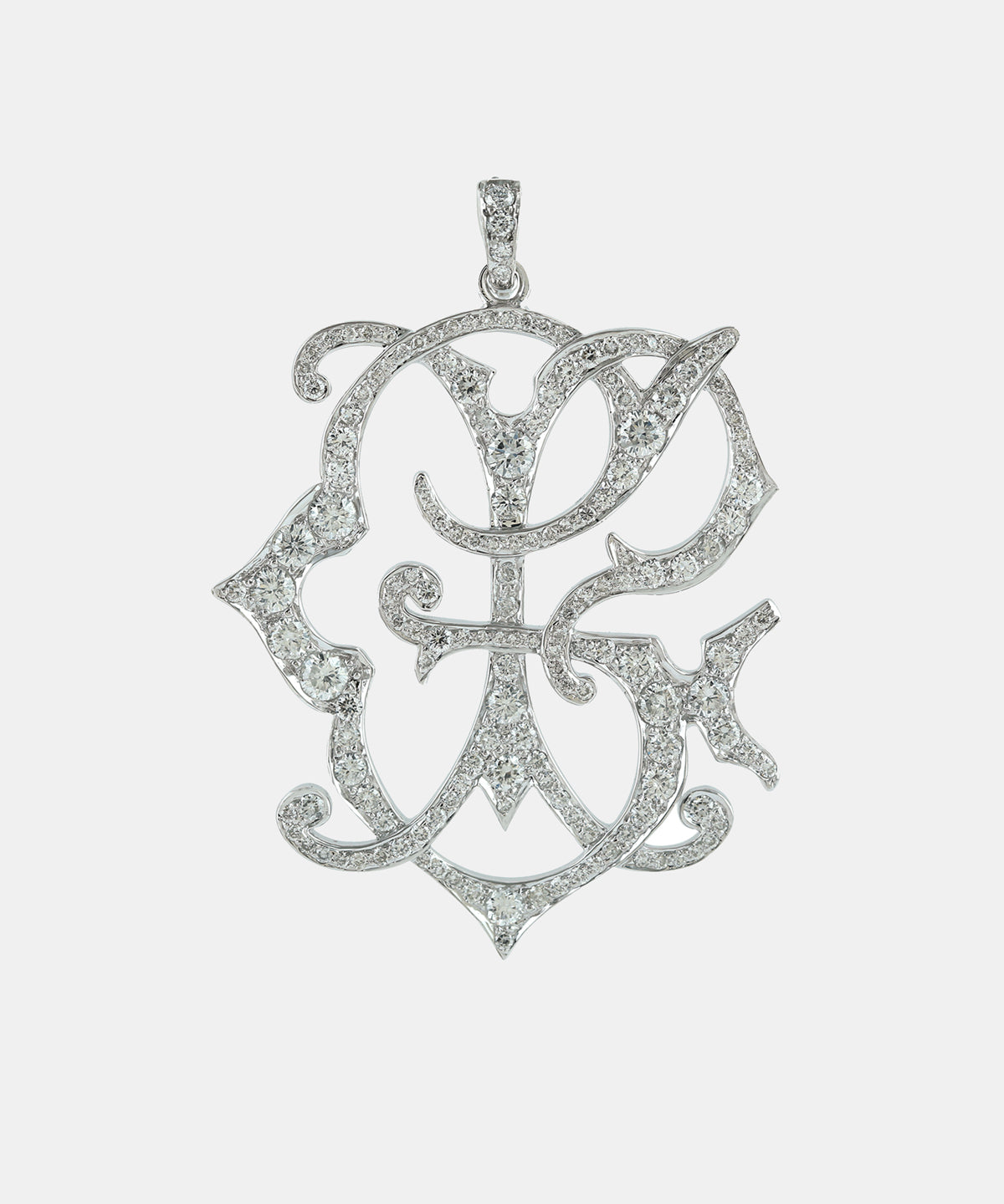 Gold Large Two Letter Diamond Floating Pendant