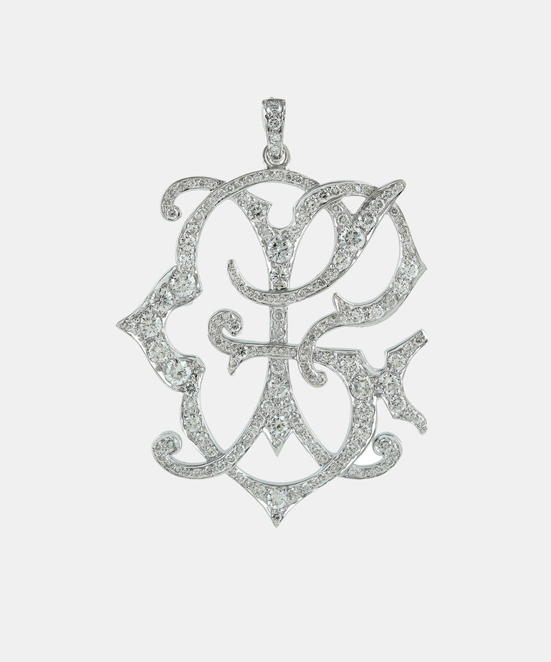 Gold Large Two Letter Diamond Floating Pendant