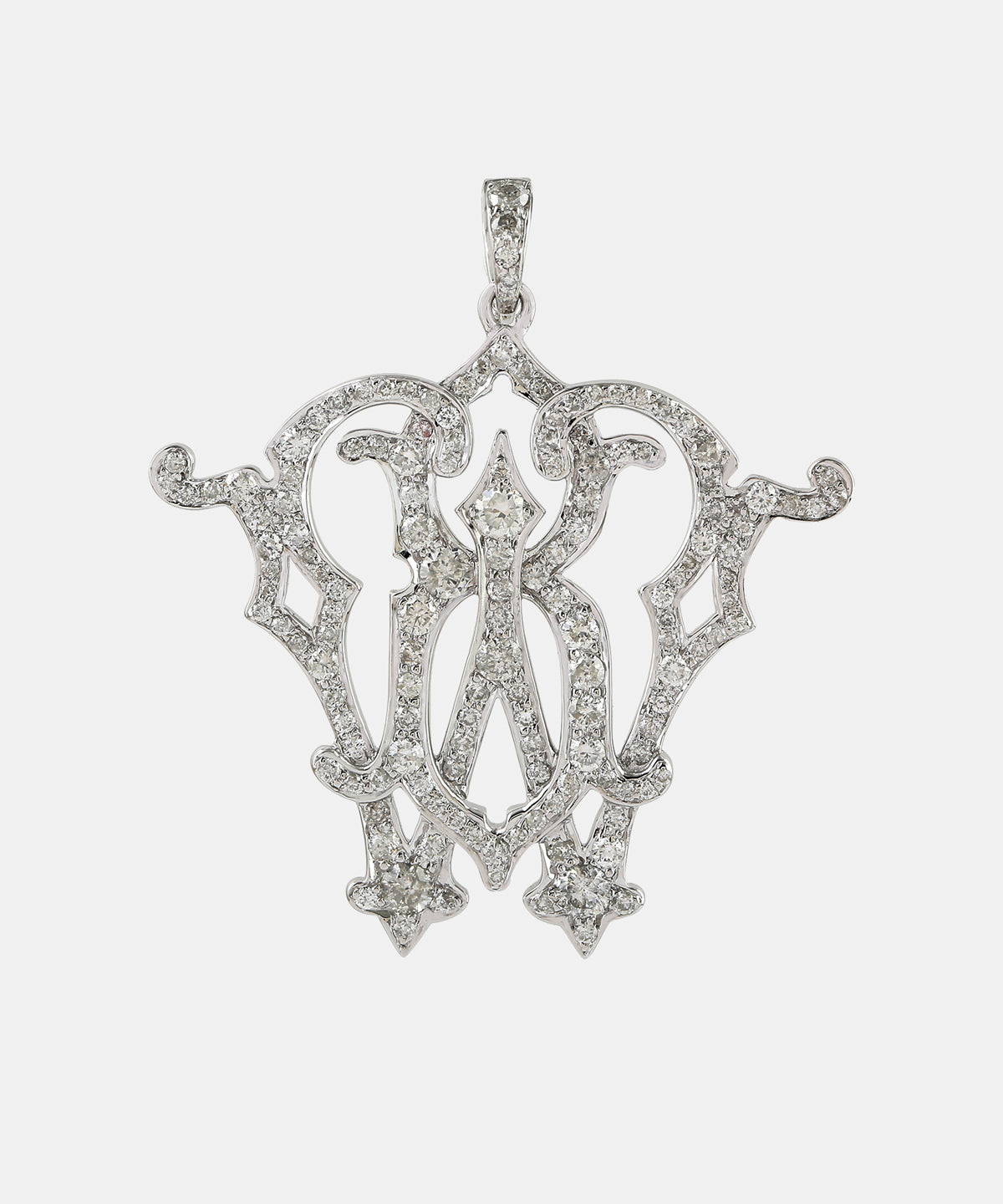 Gold Large Two Letter Diamond Floating Pendant