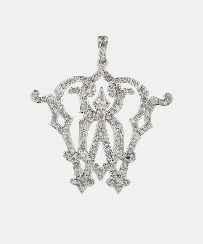 Gold Large Two Letter Diamond Floating Pendant