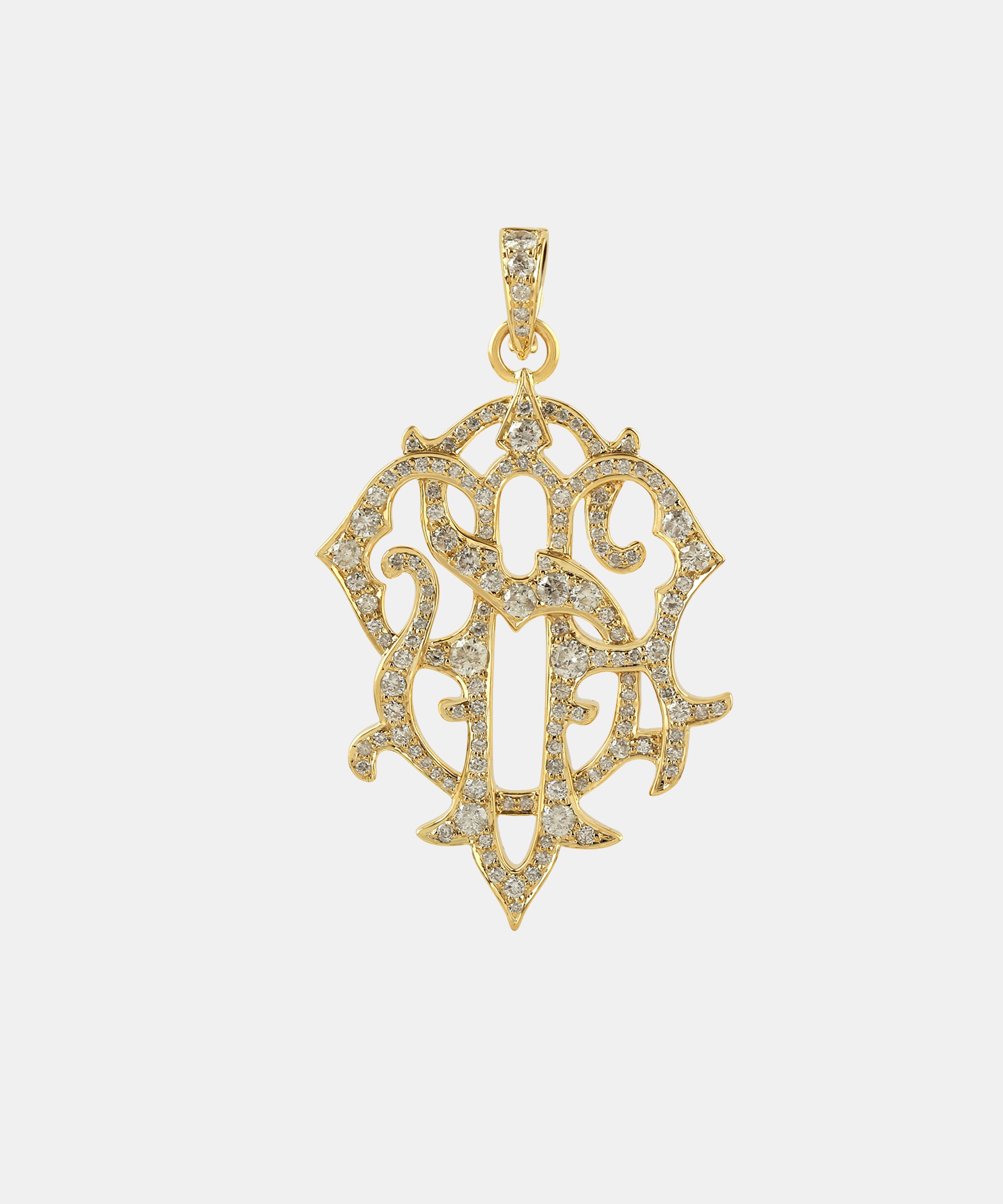 Gold Medium Two Letter Diamond Floating Pendant