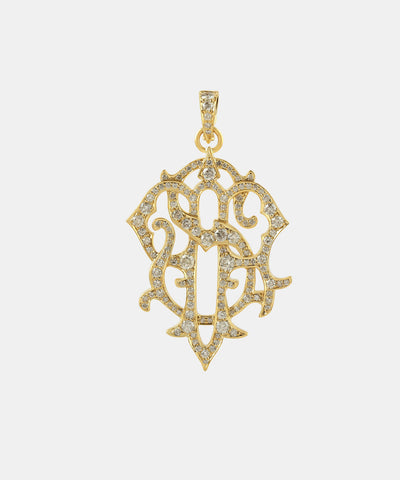 Gold Medium Two Letter Diamond Floating Pendant