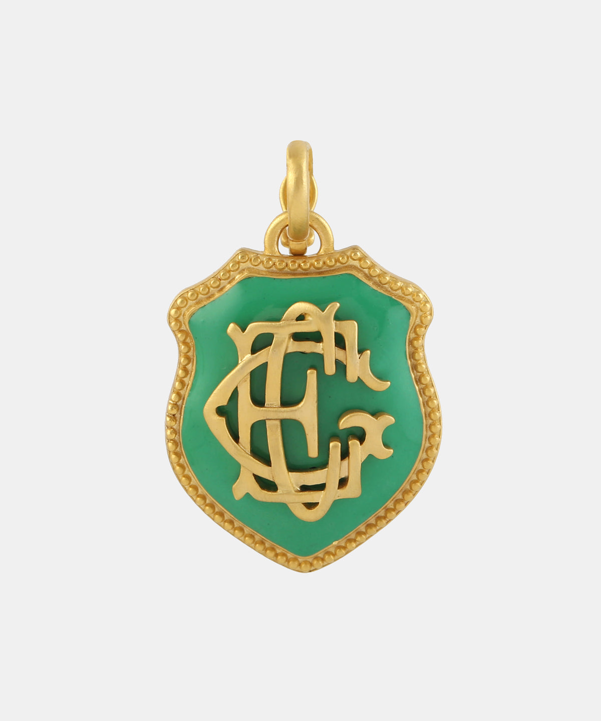 Gold Wedge Monogram Charm With Enamel