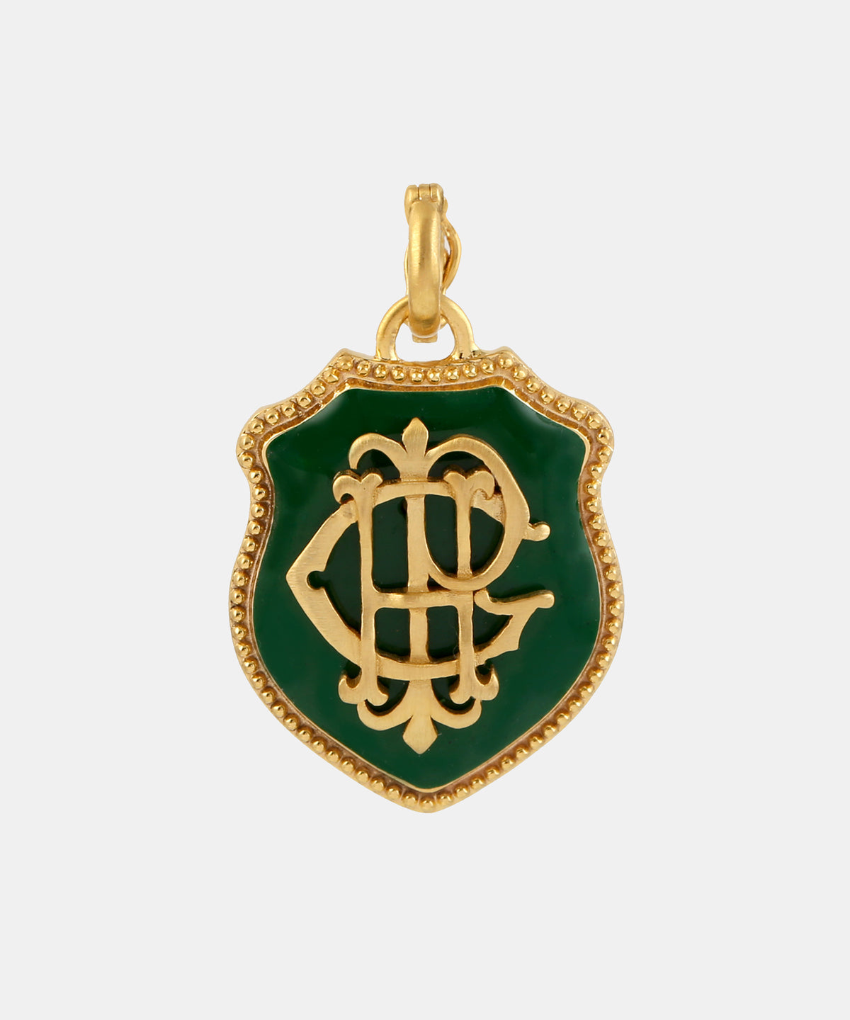 Gold Wedge Monogram Charm With Enamel
