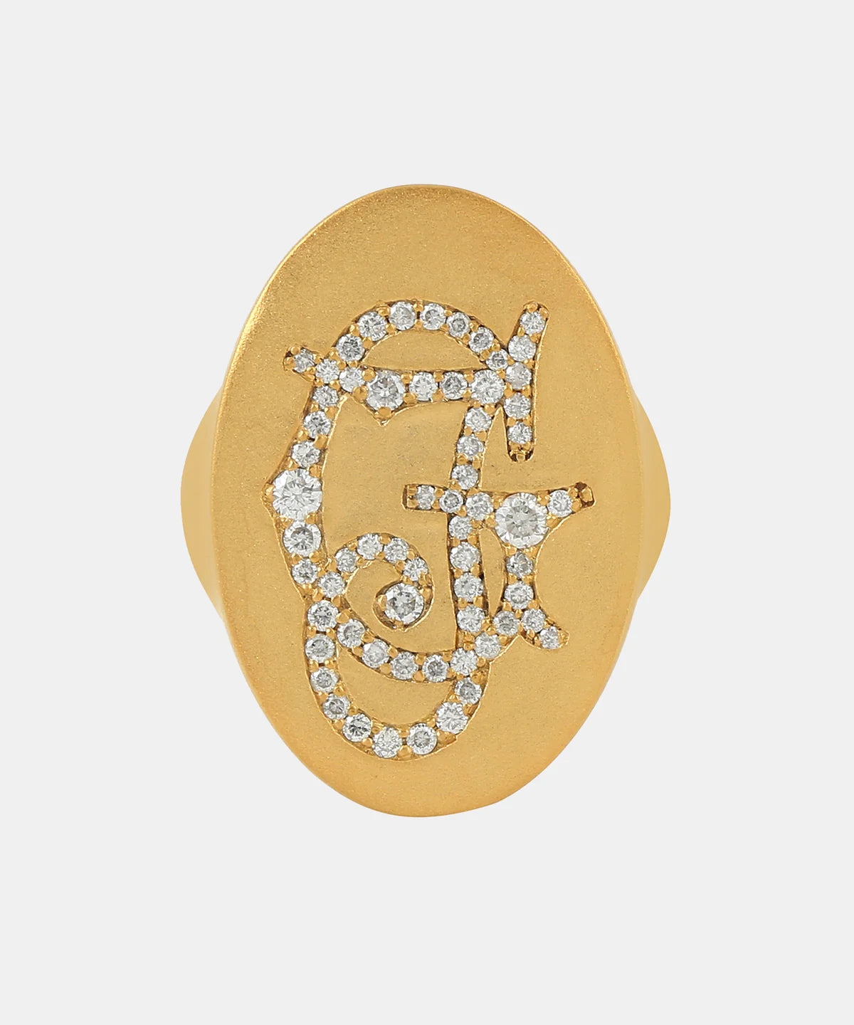 Gold Monogram Signet Ring With Diamonds