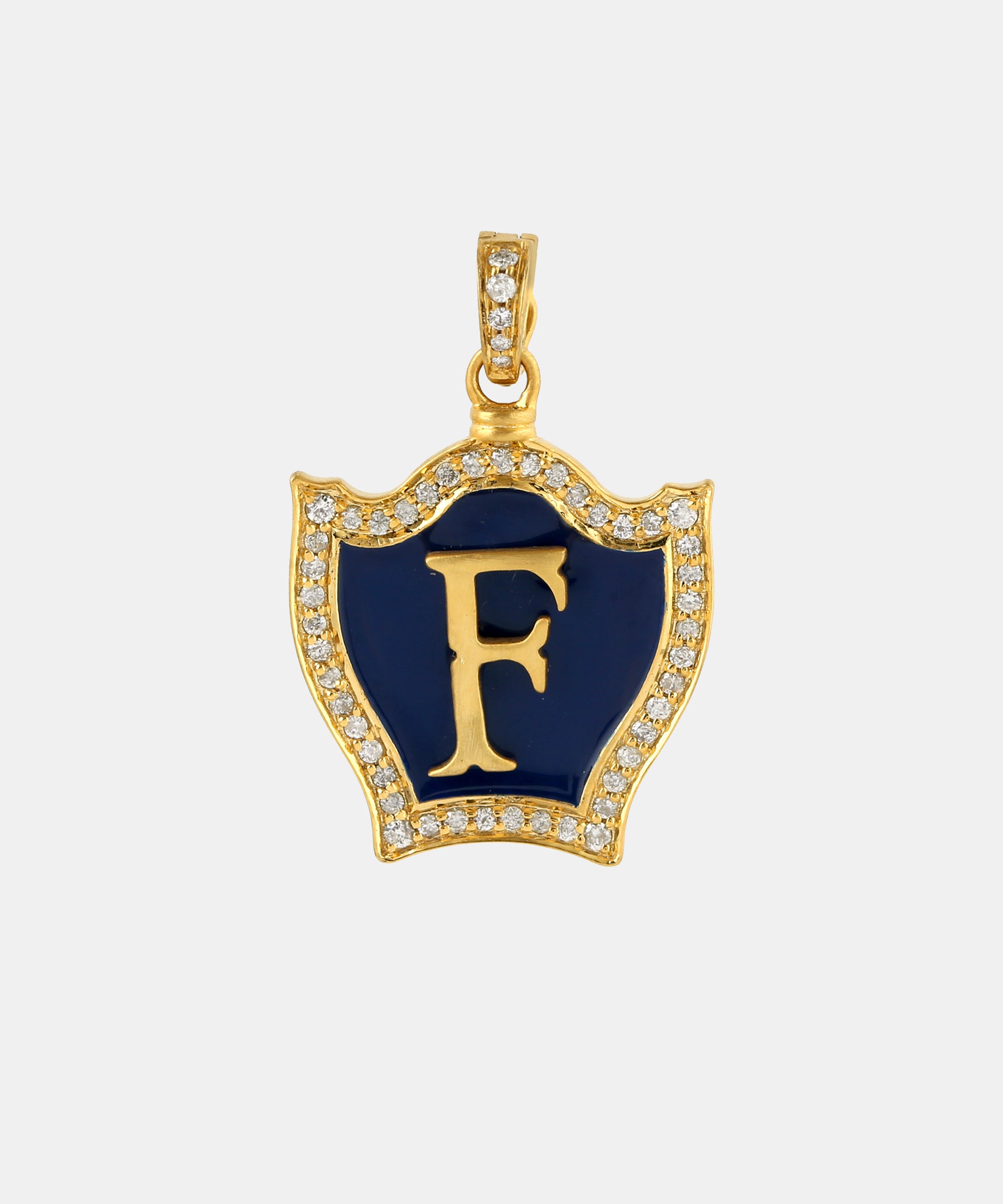 Gold Baby Monogram Charm With Diamonds & Enamel
