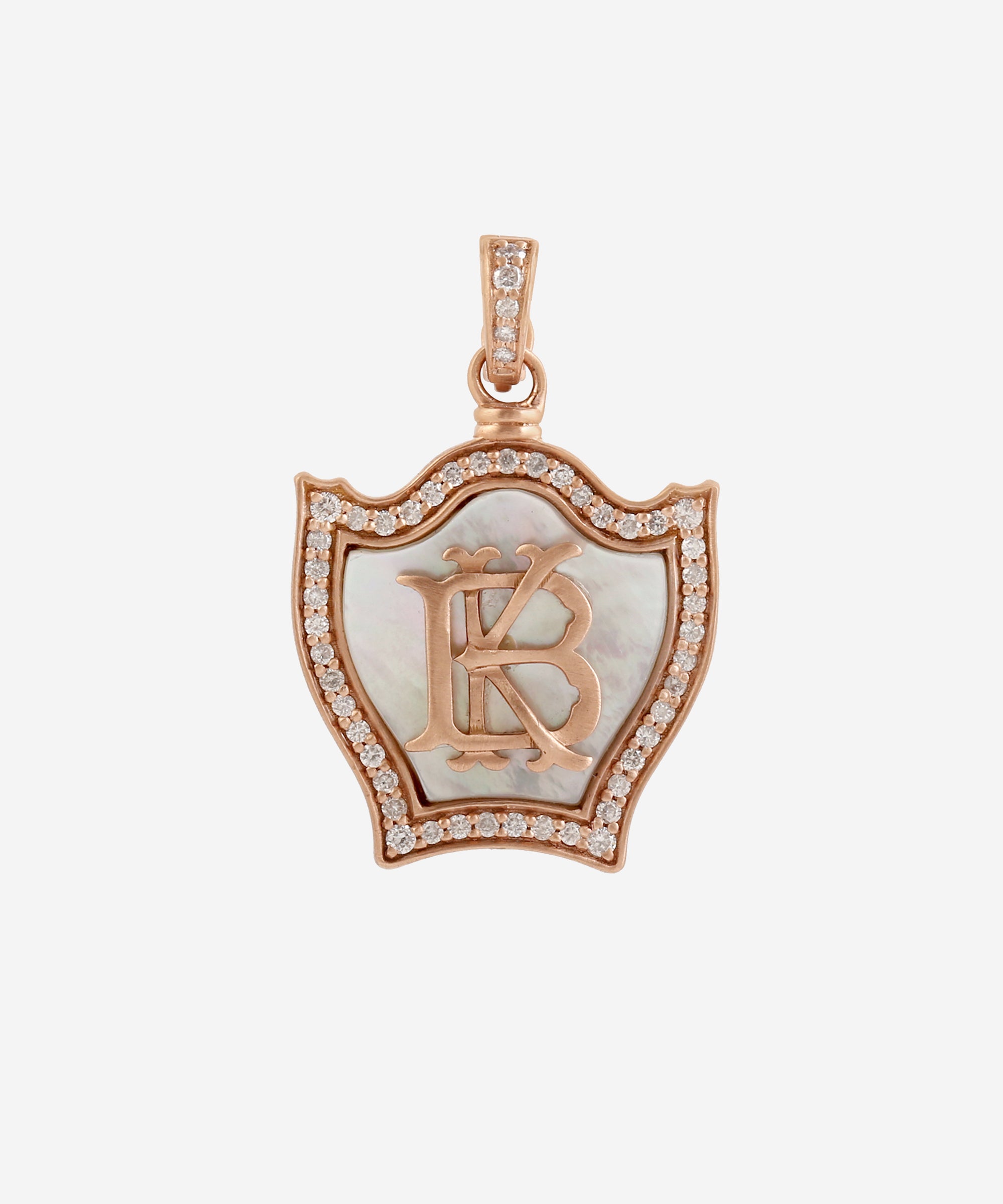 Gold Baby Monogram Charm With Diamonds & Mother-Of-Pearl
