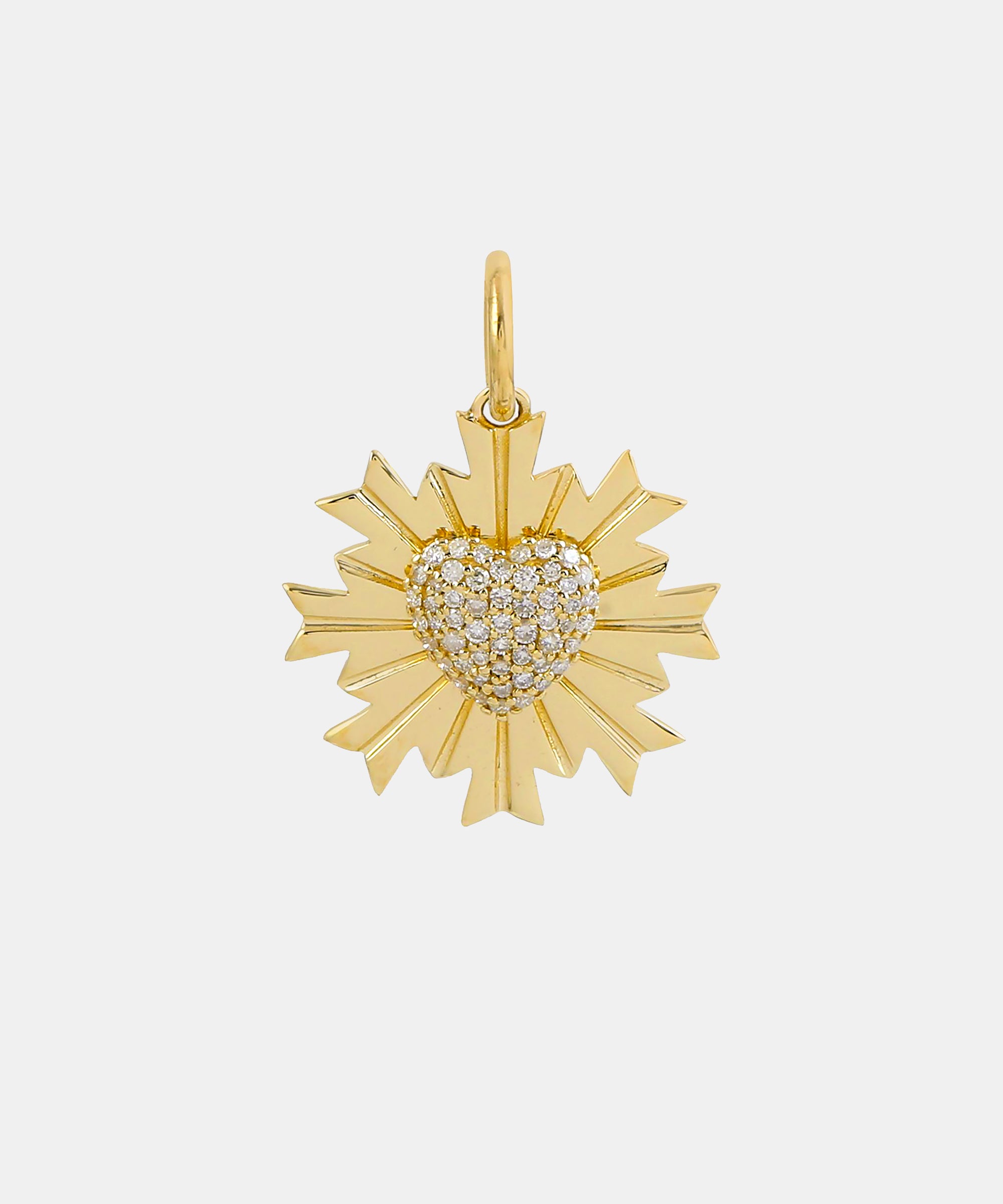 Gold Celestial Heart Charm With Diamonds